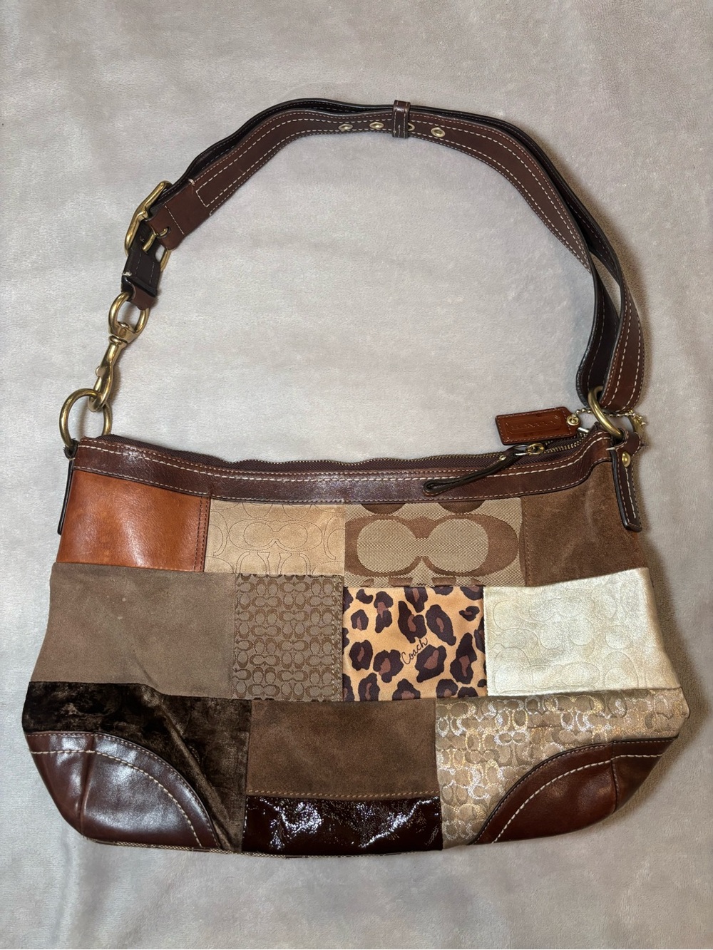 Vintage Coach Patchwork Large Shoulder Bag